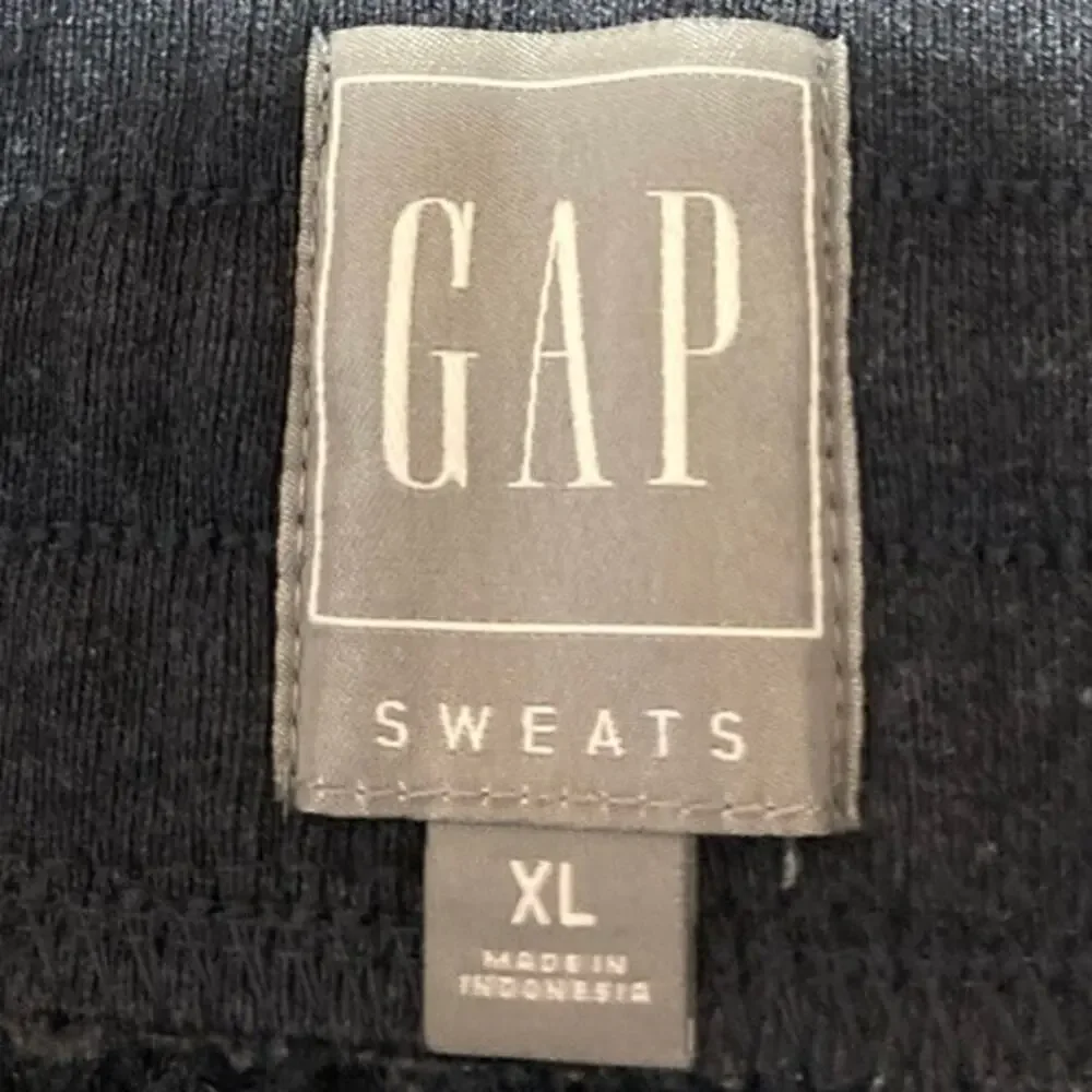 GAP Sweats Black Rib Knit Tapered High Waist Drawstring Trousers Jogger Pants XL
